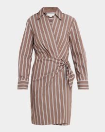 Stripe Wrap Shirtdress at Neiman Marcus